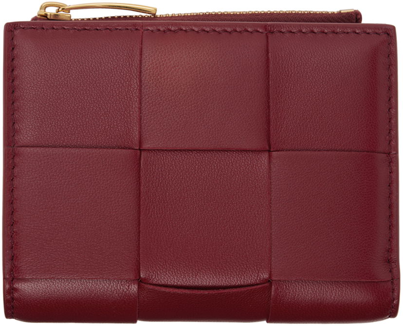 Novčanik Bottega Veneta Small Cassette Bi-Fold Zip Wallet Crvena | 742698 VCQC9