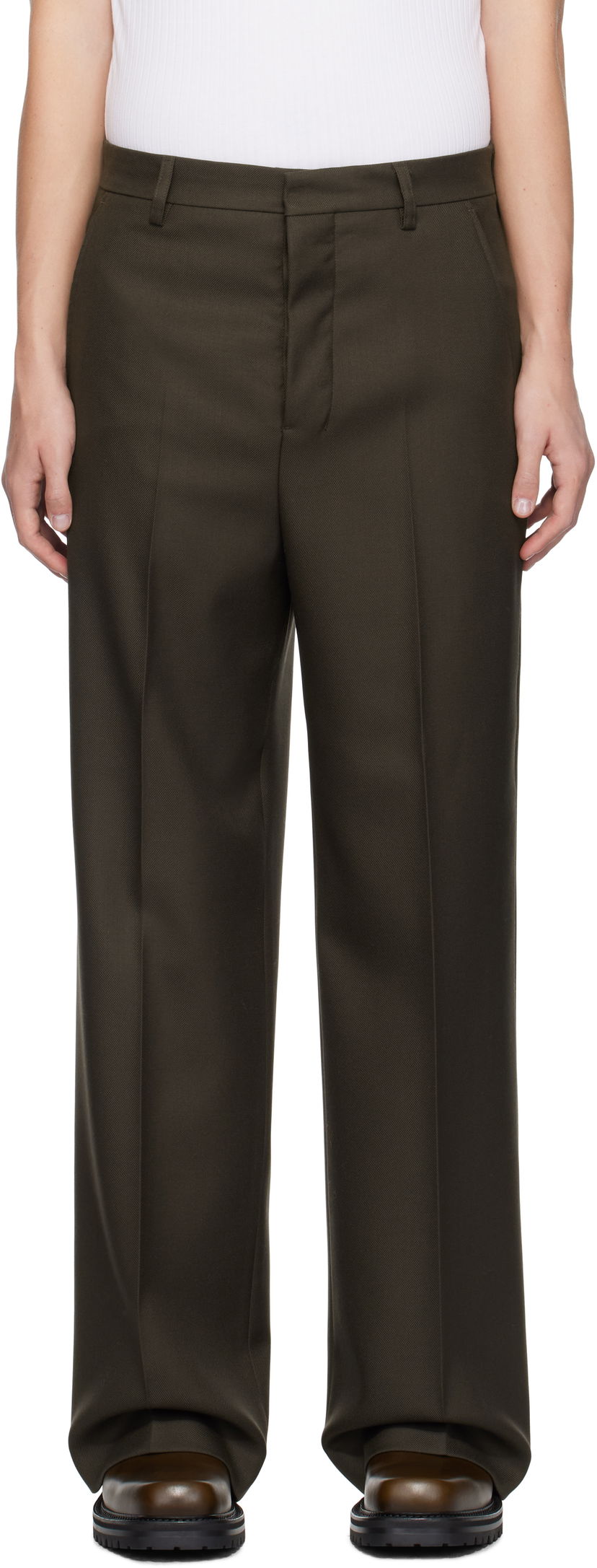 Hlače AMI Wide Trousers Smeđa | HTR423.WV0053