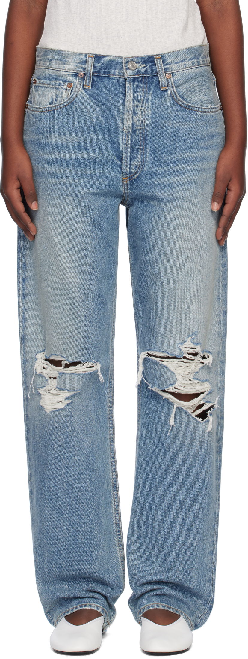 Jeans AGOLDE Distressed Boyfriend Jeans Plava | A199-1141