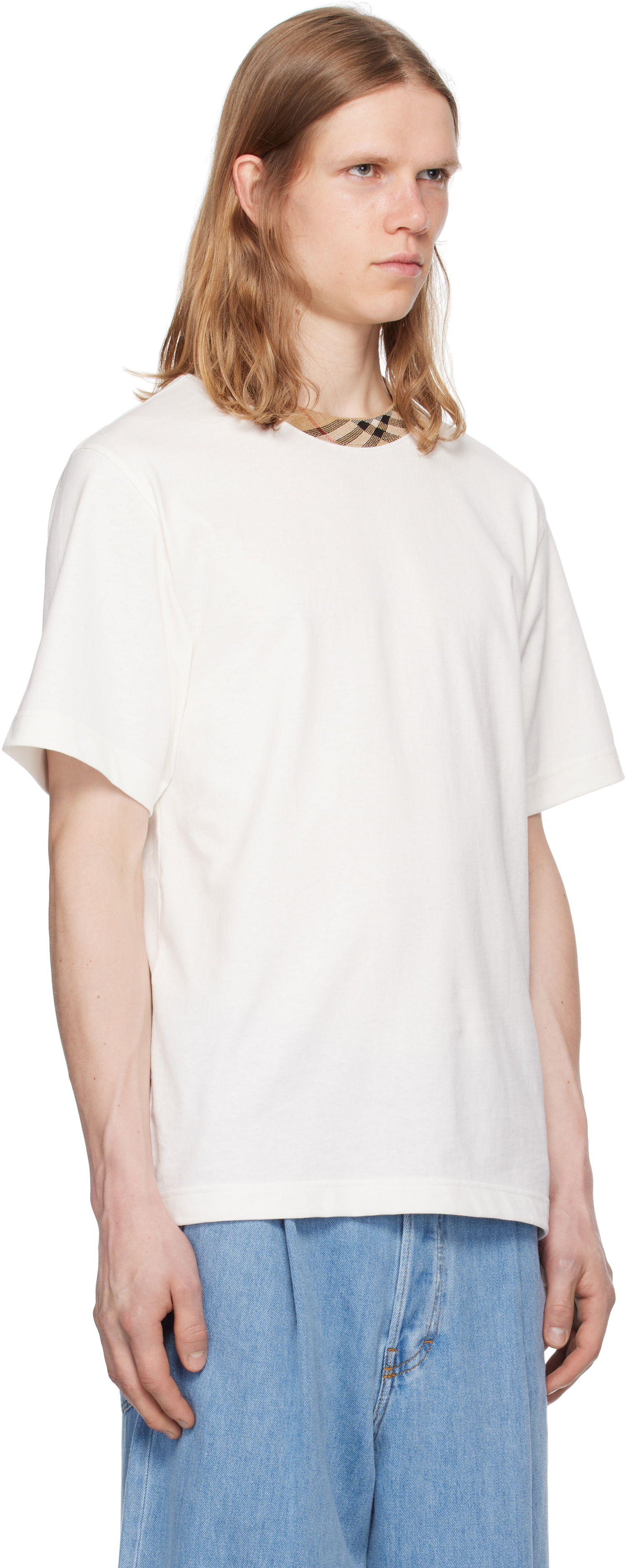 Majica kratkih rukava Burberry Burberry Cotton T-Shirt with Check Trim Bijela | 8110100, 1