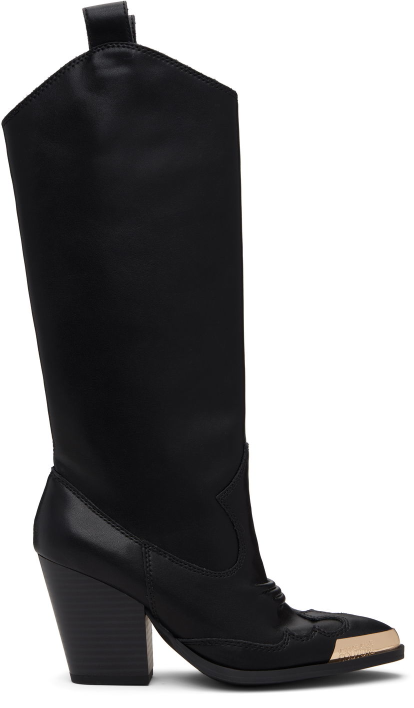 Tenisice i cipele Versace Versace Jeans Couture Logo Plaque Tall Boots Crna | E79VA3S12_EZPB68