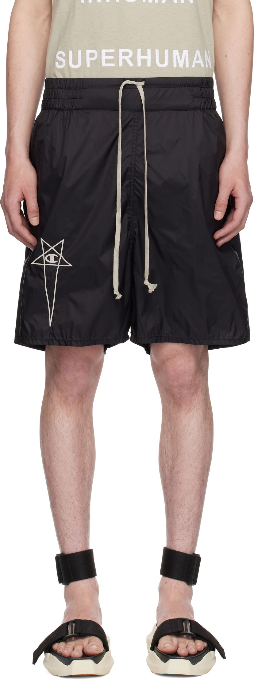 Kratke hlače Rick Owens Rick Owens Champion Edition Taffeta Shorts Crna | CM01E1681 CHNY NYLON