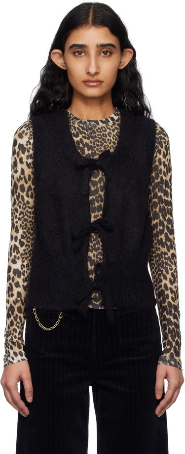 Džemper GANNI Ganni Tie-Front Knit Vest Crna | K2514, 0