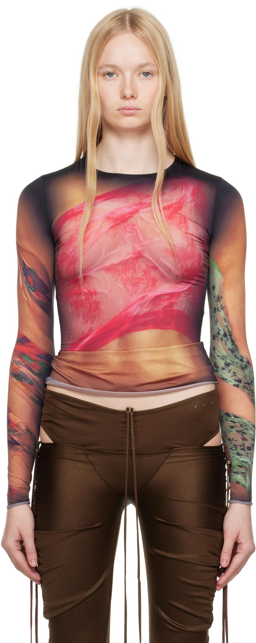 Majica kratkih rukava Marine Serre Marine Serre Recycled Draped Statue Jersey Second Skin T-shirt Višebojno | WTS006A CJER0076