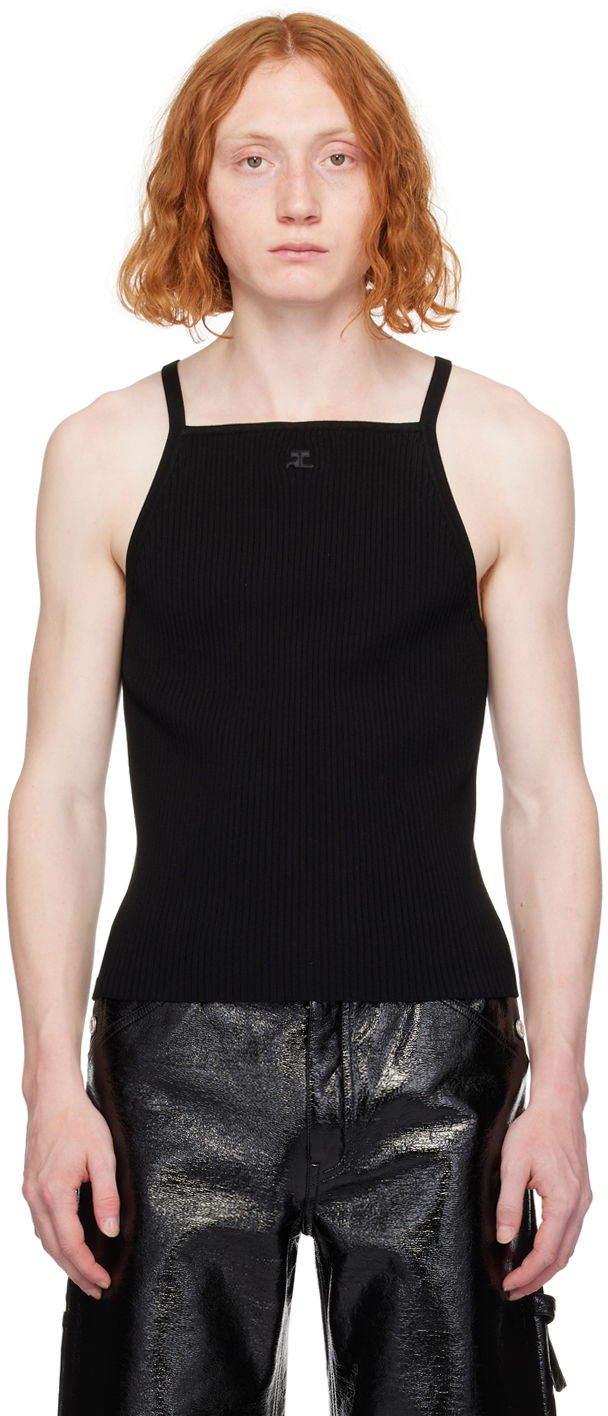 Majica bez rukava Courrèges Slim Neckline Tank Top Crna | 124MDE062FI0001
