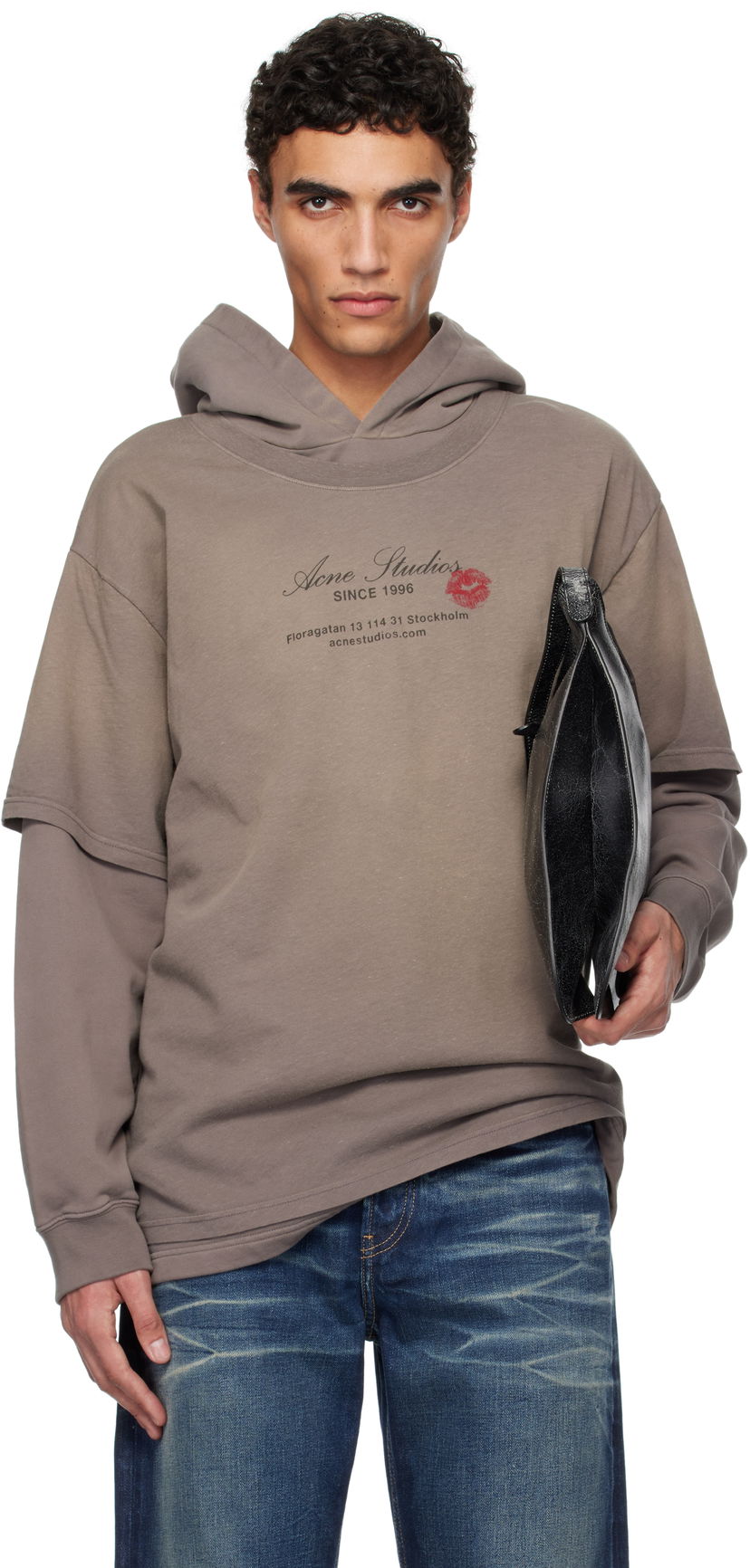 Dukserice Acne Studios Acne Studios Double-Layered Hoodie Smeđa | AI0160-