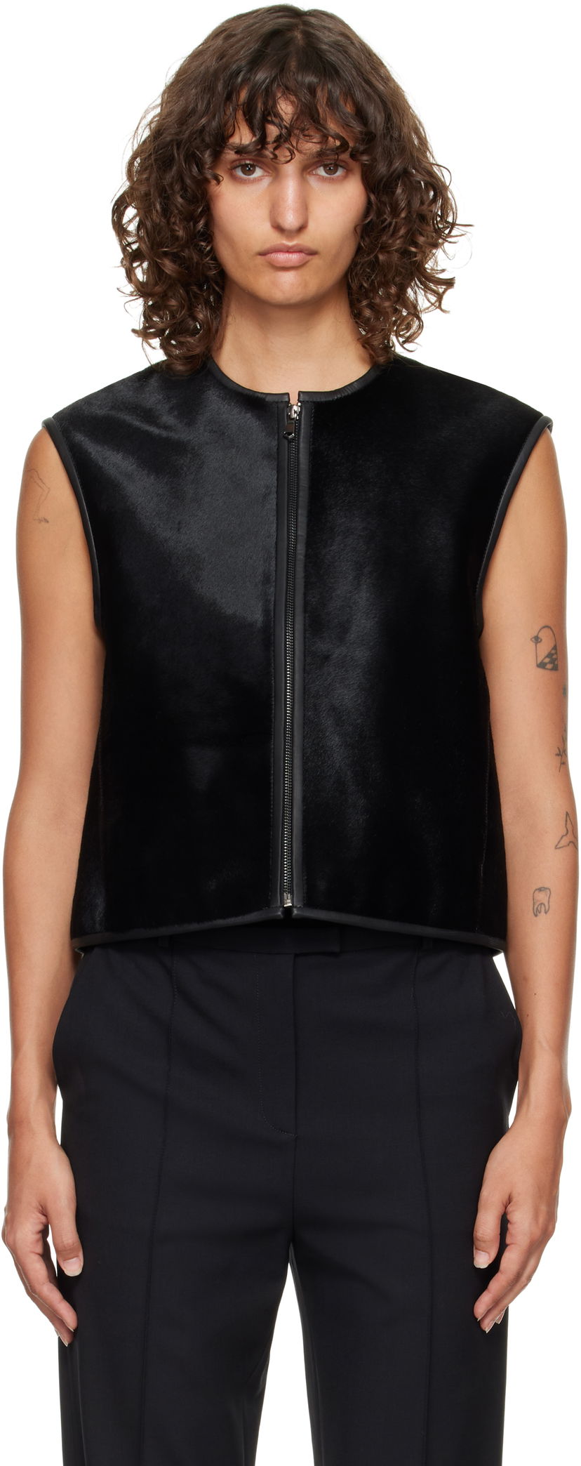 Prsluk Loulou de Saison Loulou de Saison Ampas Pony-Effect Leather Vest Crna | AMPAS