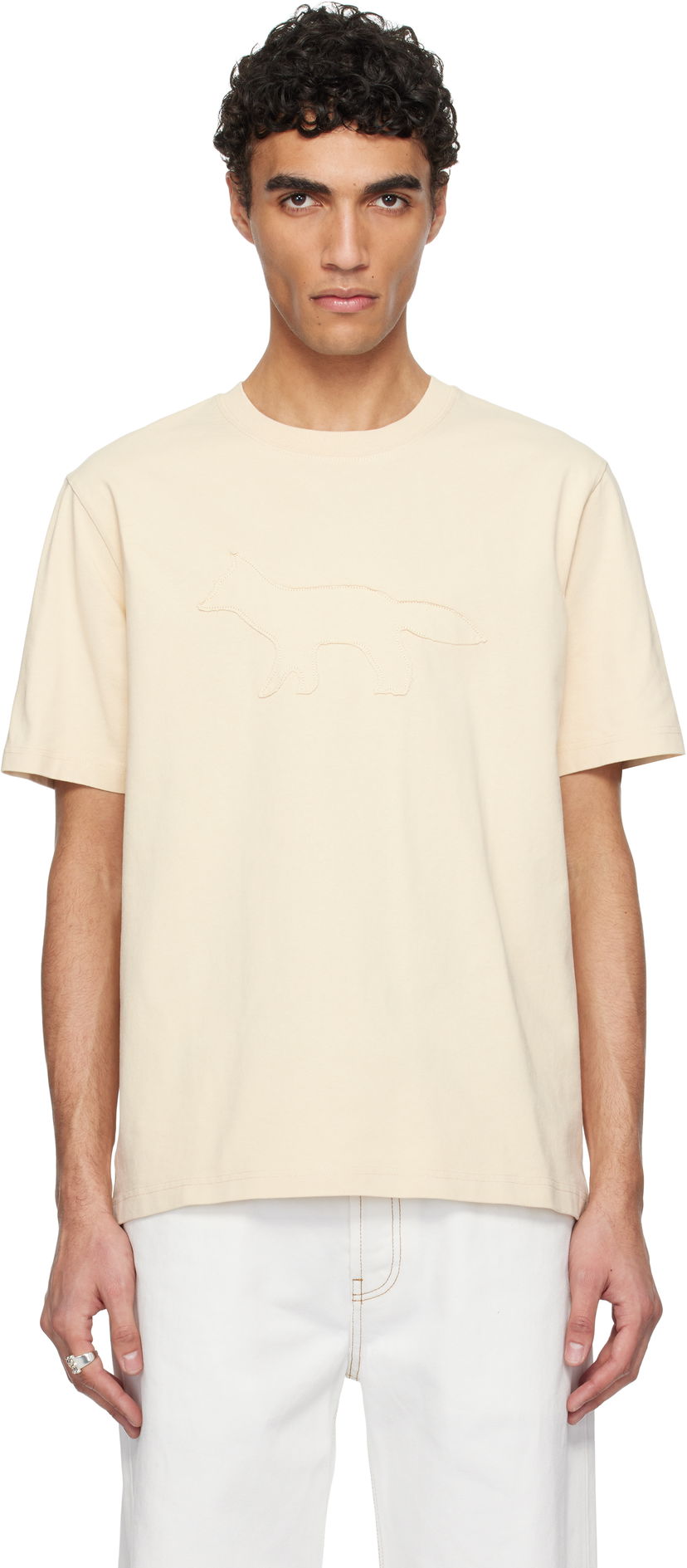 Majica kratkih rukava MAISON KITSUNÉ Maison Kitsuné Profile Fox Comfort T-Shirt Bež | OM00121KJ0118