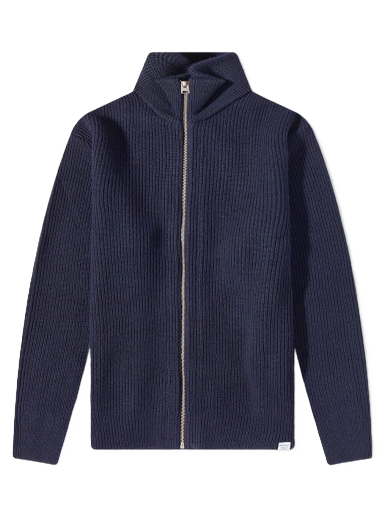 Dukserice NORSE PROJECTS Hagen Cotton Full Zip Knit Tamnoplava | N45-0550-7004