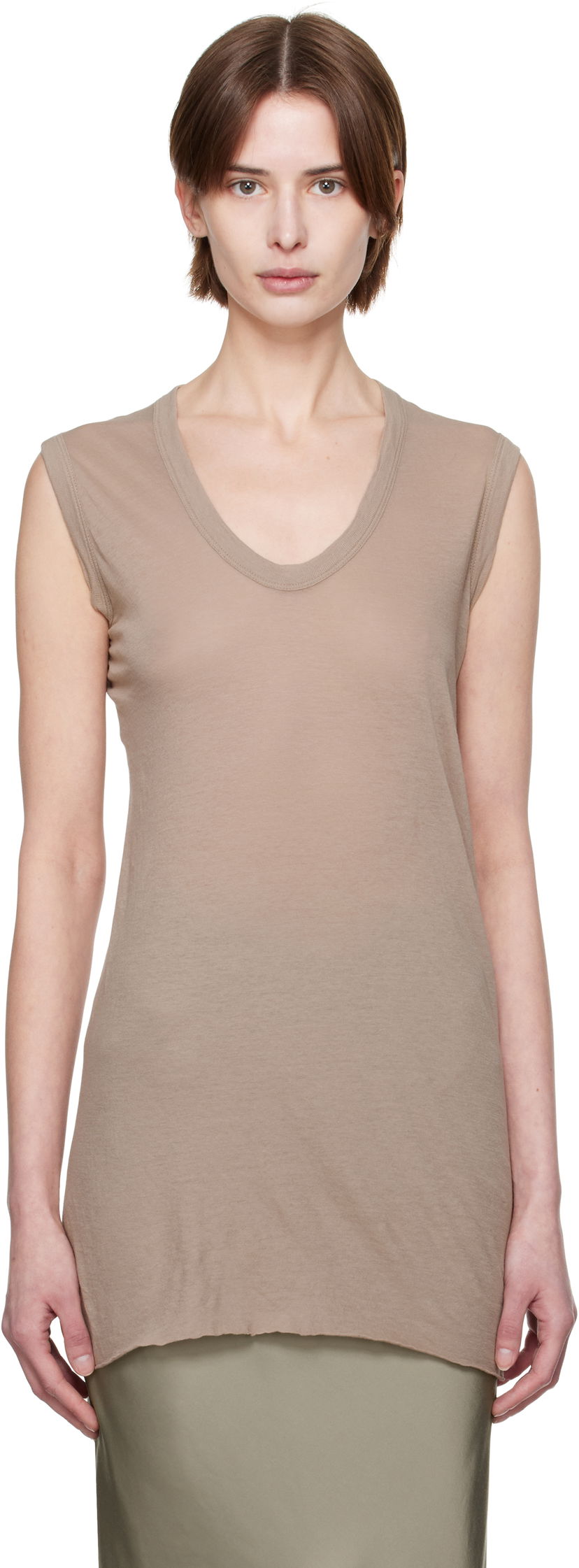 Majica bez rukava Rick Owens Rick Owens Hollywood V-Neck Tank Top Bež | RP01E7102 UC