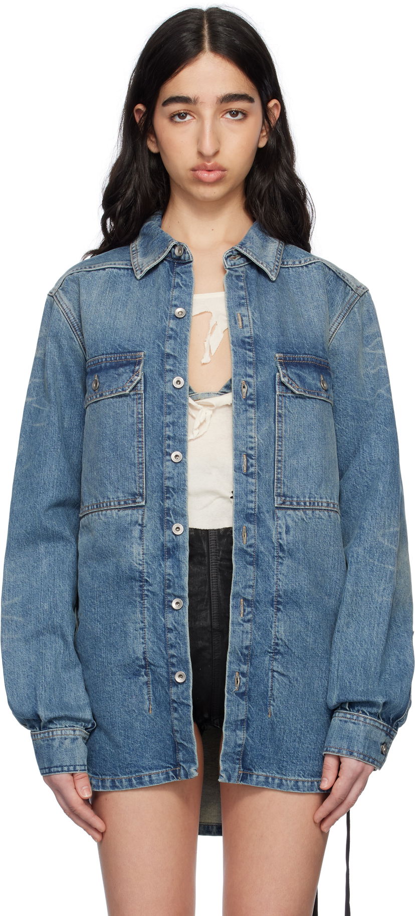 Košulja Rick Owens Rick Owens DRKSHDW Hollywood Denim Overshirt Plava | DS01E3705 DWB