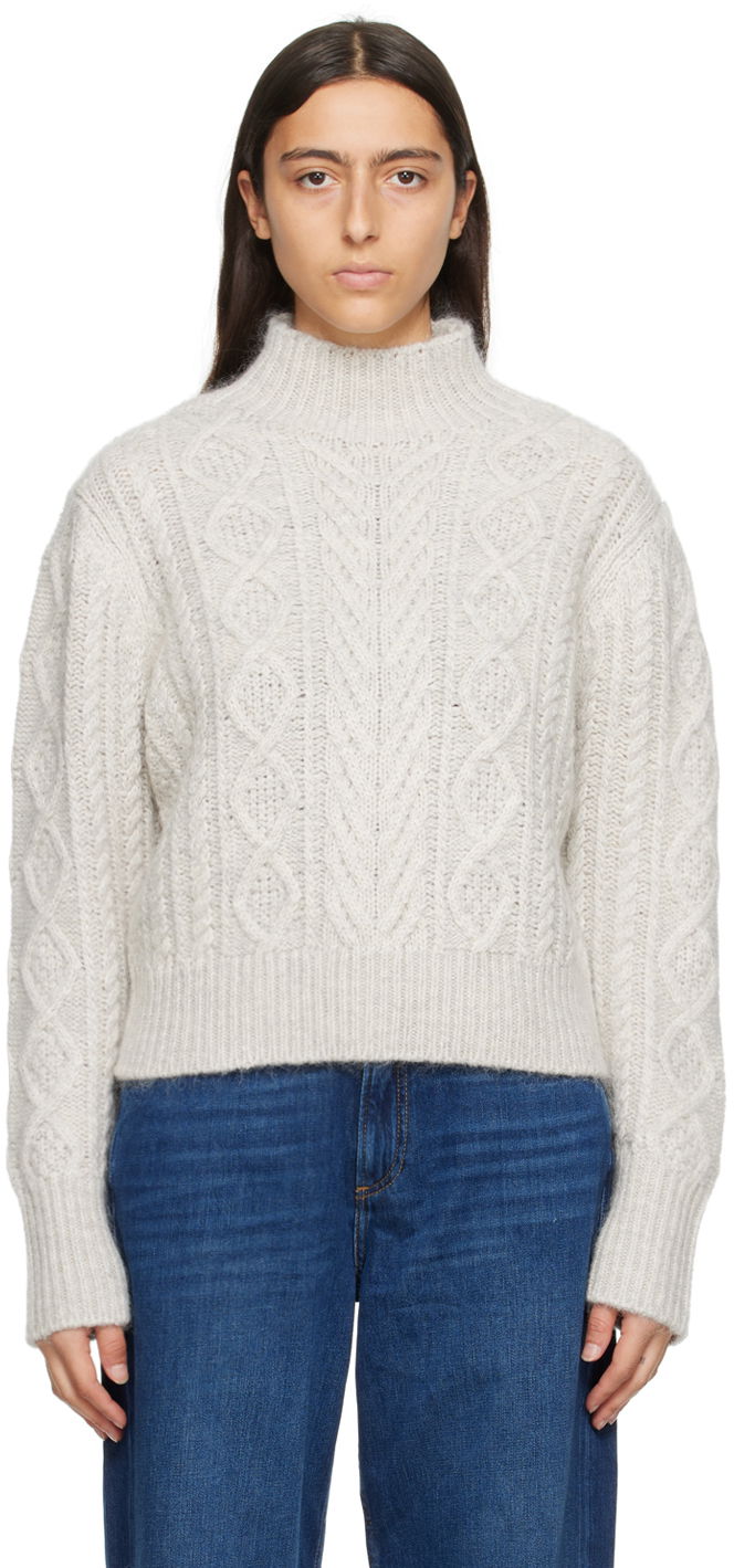 Džemper rag & bone Brody Cable Knit Sweater Siva | WAS23F036SL36