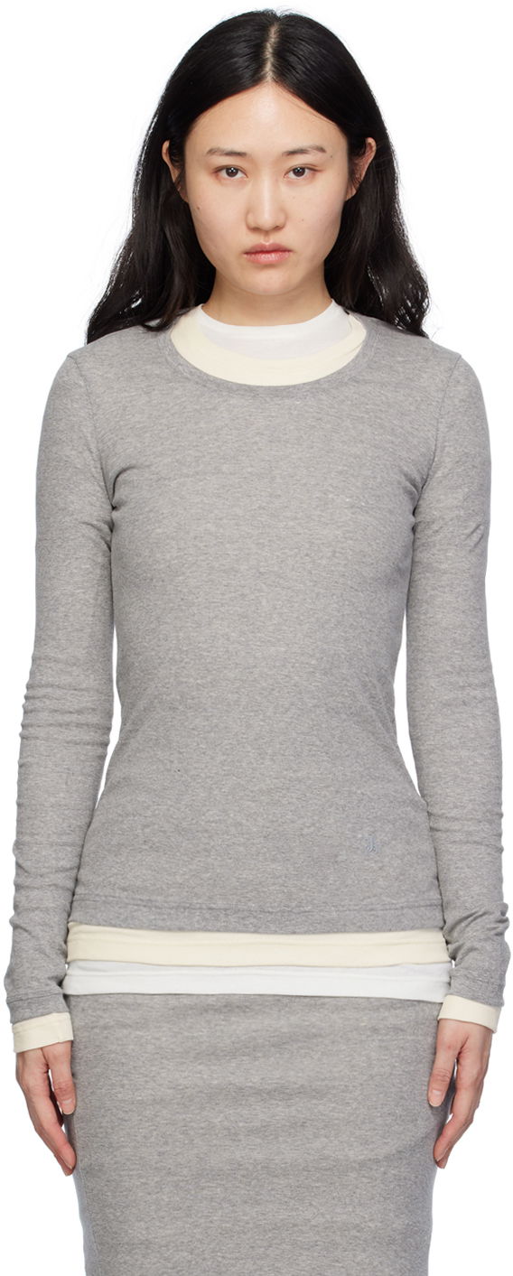 Majica kratkih rukava Jil Sander Layered T-Shirt Siva | J40FV0104_JTN357