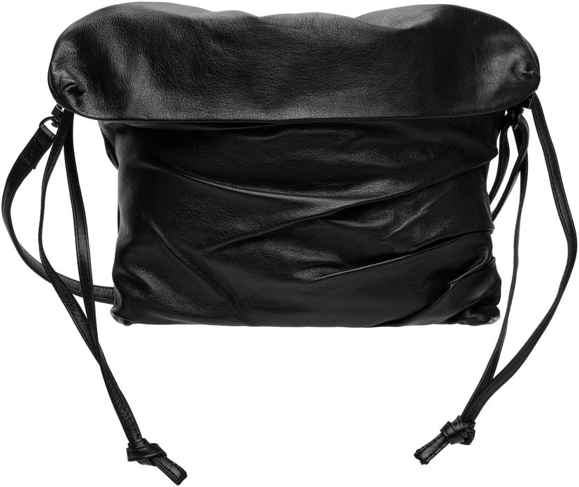Torba za rame Yohji Yamamoto YOHJI YAMAMOTO Drape Leather Shoulder Bag Crna | DP-I33-791