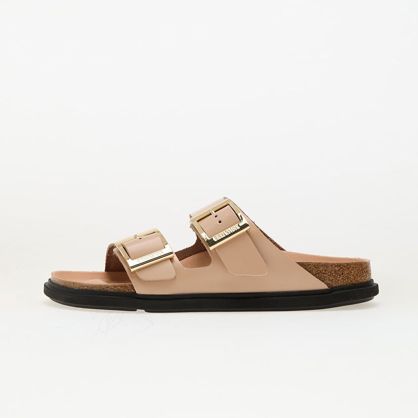 Tenisice i cipele Birkenstock Birkenstock Arizona Droplet Buckle Leather Patent High-Shine Sandals Bež | 1029386