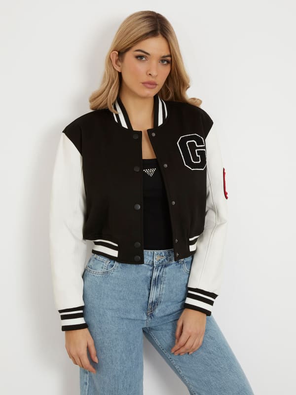Jakna GUESS Patch Bomber Crna | W4RL56KCD20