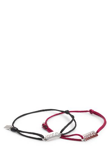 Narukvica BOSS Two cord cuffs with rectangular metal plaques Višebojno | 50549076, 0