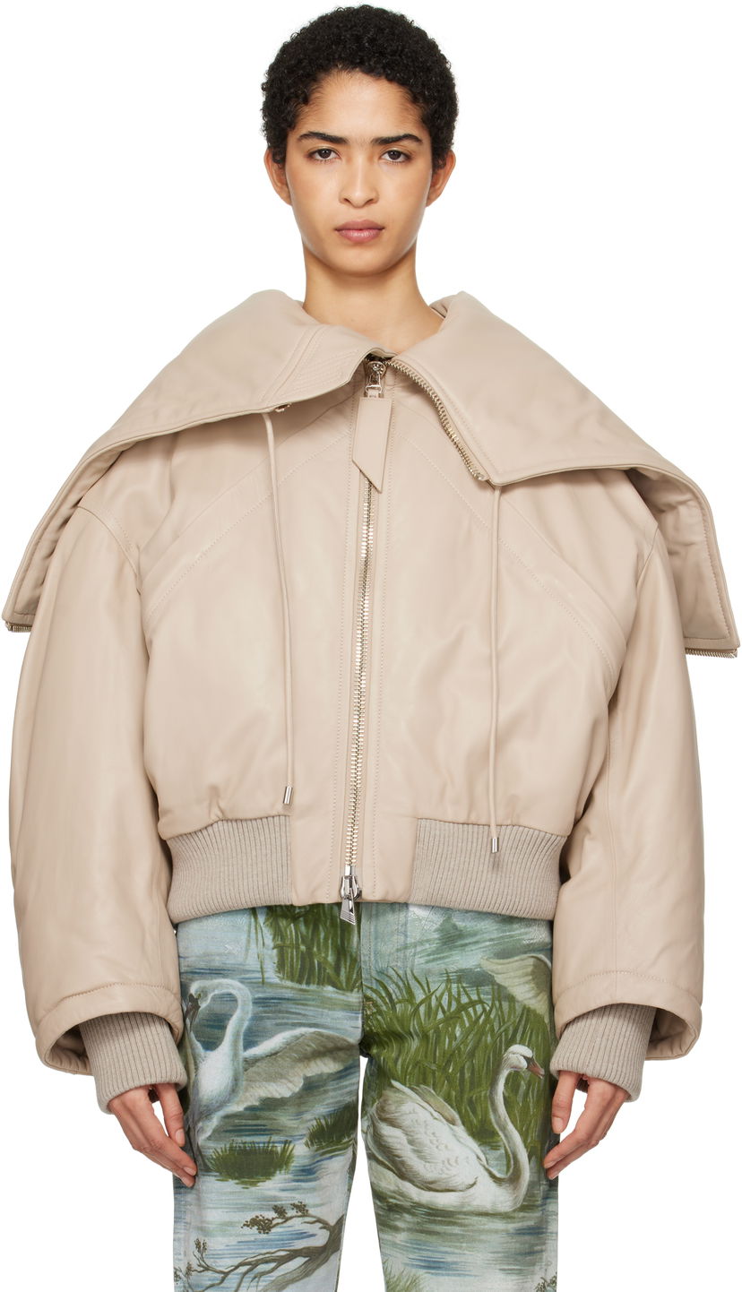 Bomber jakna The Attico The Attico Padded Leather Bomber Jacket Bež | 250WCB00062 LBT128AA