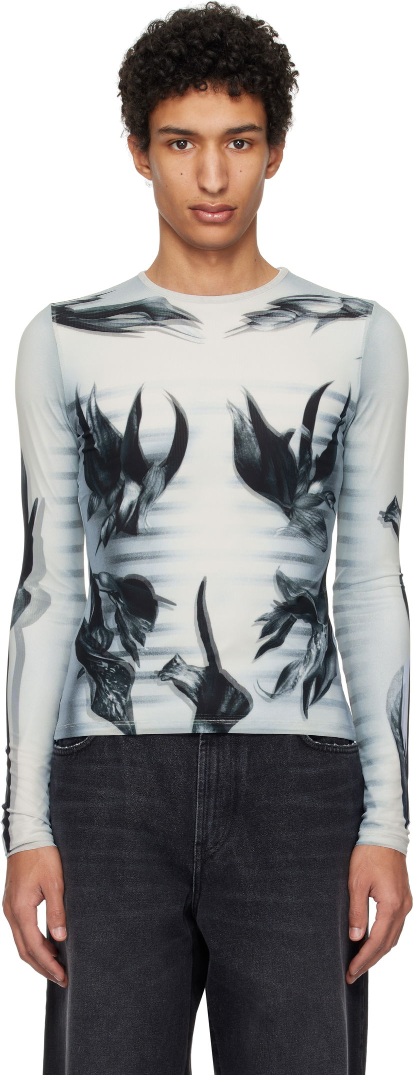 Majica kratkih rukava Jean Paul Gaultier Jean Paul Gaultier Flower Body Morphing Long Sleeve T-Shirt Bijela | 25/33-F-TO264-T581-010200