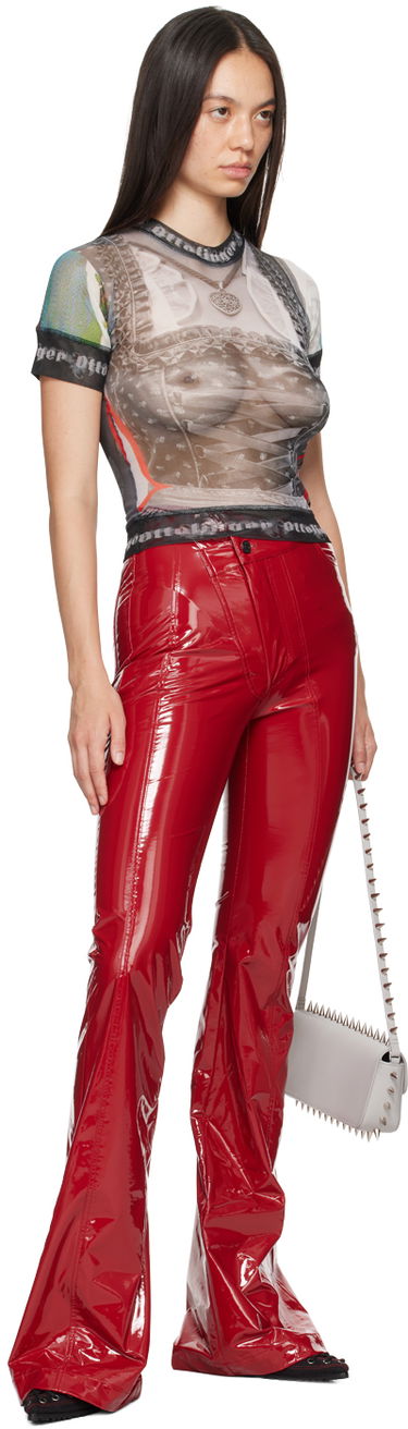 Hlače Ottolinger Ottolinger Simple Line Faux-Leather Flare Pants Crvena | 1110107221, 3
