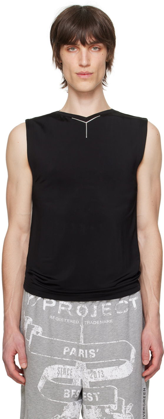 Majica bez rukava Y/PROJECT Black V-Neck Tank Top Crna | 204TS007