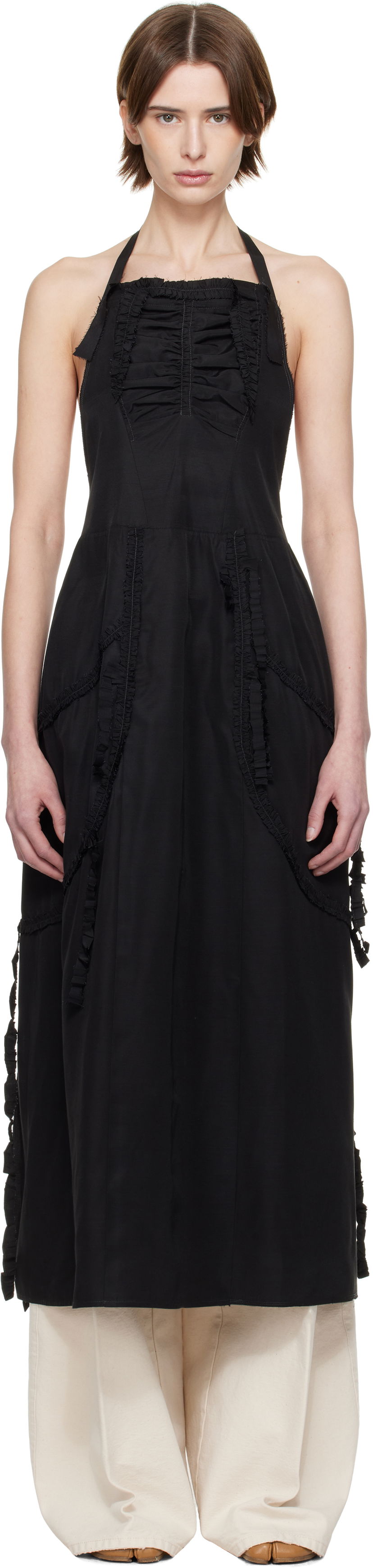 Haljina Maison Margiela Maison Margiela Apron Midi Dress Crna | S51TH0091 M35381