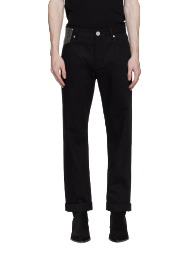 Jeans Balmain Rhinestone Jeans Crna | BH0MI044DD76