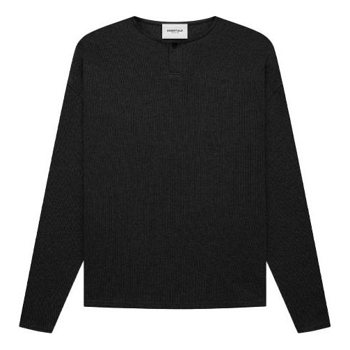 Džemper Fear of God Essentials Thermal Henley Long Sleeve Crna | FOG-FW21-039