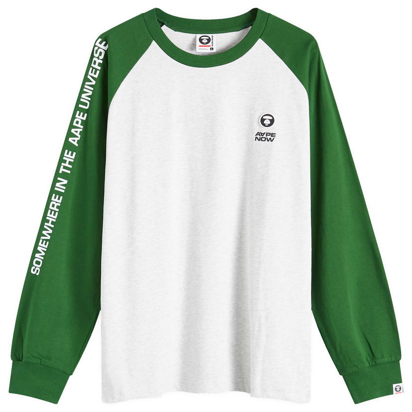 Majica kratkih rukava AAPE by A Bathing Ape AAPE Now Raglan Long Sleeve T-Shirt, Size Large Zelena | AAPLTM1541XANGRX