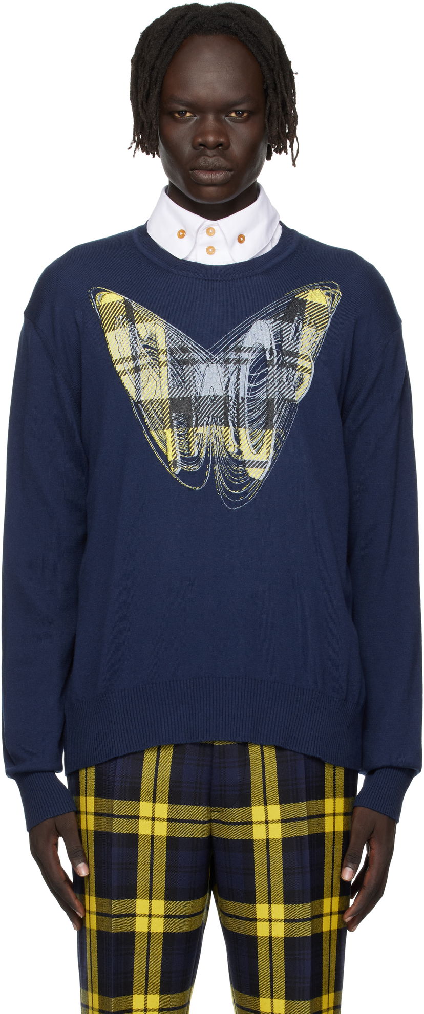 Džemper Vivienne Westwood Vivienne Westwood Chaos Graphic Print Sweater Tamnoplava | 38030056-Y001V-
