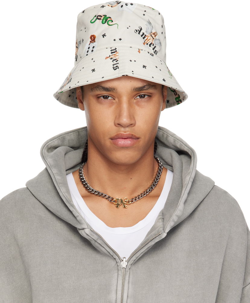 Šešir Palm Angels Palm Angels Pin Up All Over Print Bucket Hat Bež | PMLA039S25FAB0040B84