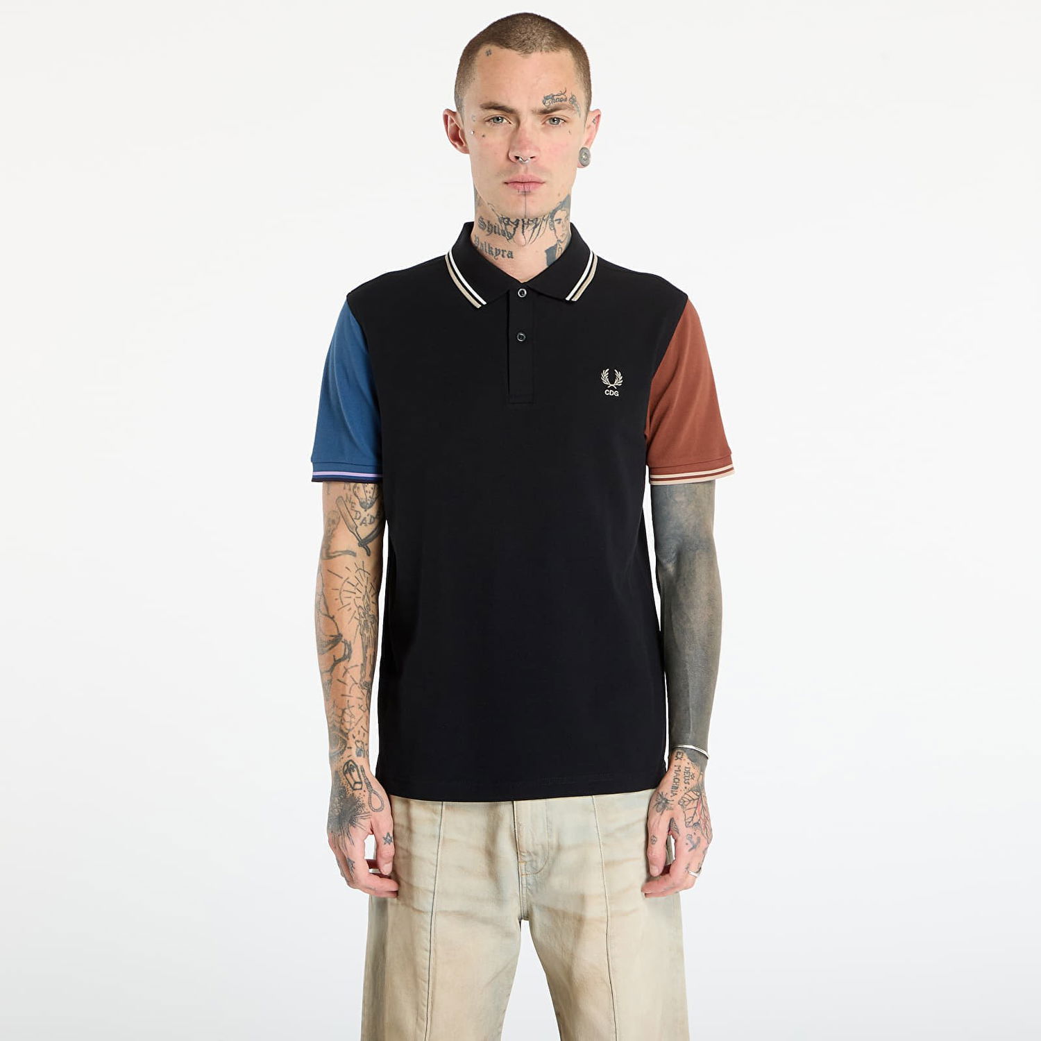 Polo majica Comme des Garçons Comme des Garçons SHIRT x Fred Perry Color Block Polo Knit Višebojno | FP-T502-W25 Black, 0