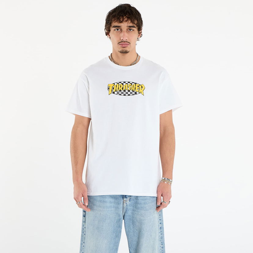 Majica kratkih rukava Thrasher Checkered Oval T-Shirt Bijela | 145760