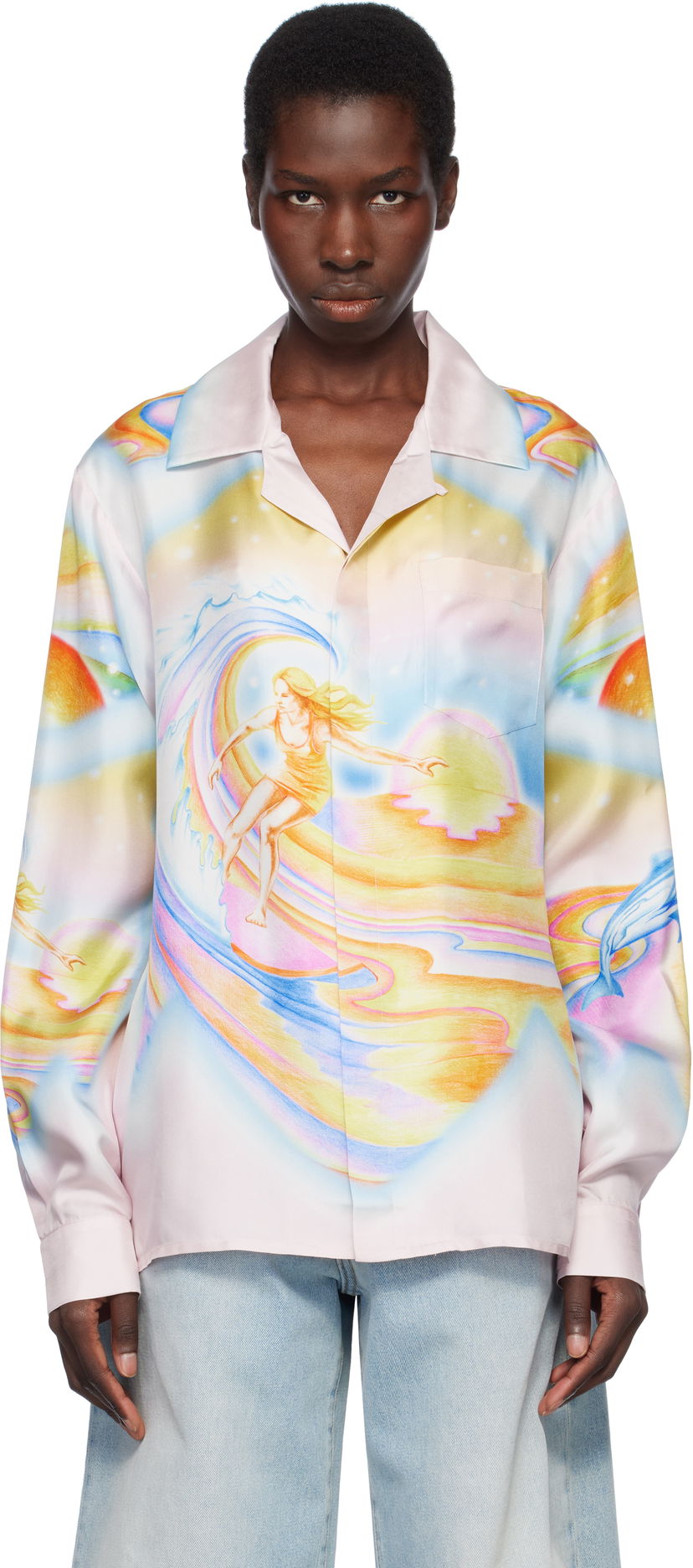 Košulja Casablanca Casablanca Psychedelic Nirvana Print Silk Long Sleeve Shirt Ružičasta | U-WS25-SH-006-05