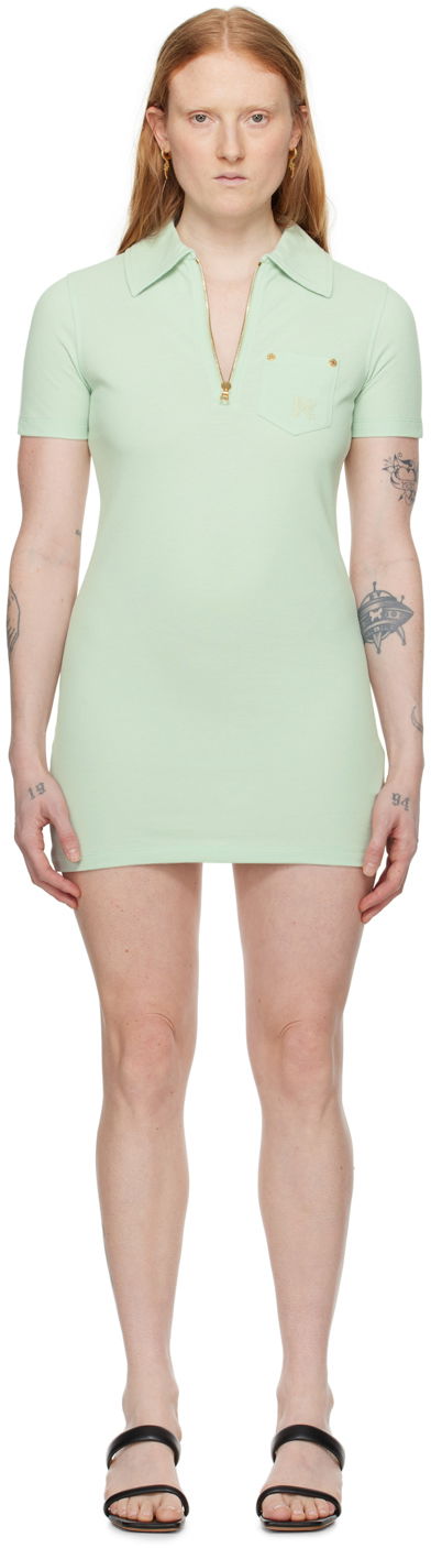Haljina Palm Angels Half-Zip Collar Minidress Zelena | PWDB227S24FAB0015151