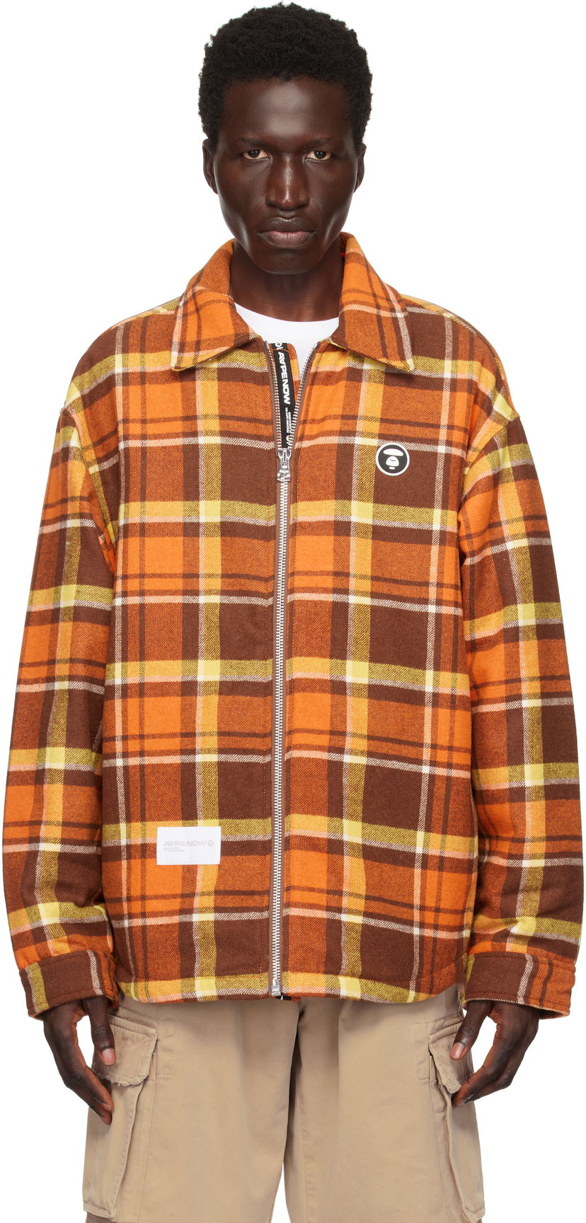 Košulja AAPE by A Bathing Ape AAPE by A Bathing Ape 'AAPE Now' Plaid Zip-Up Jacket Narančasta | AAPJKM7659XXNBWQ