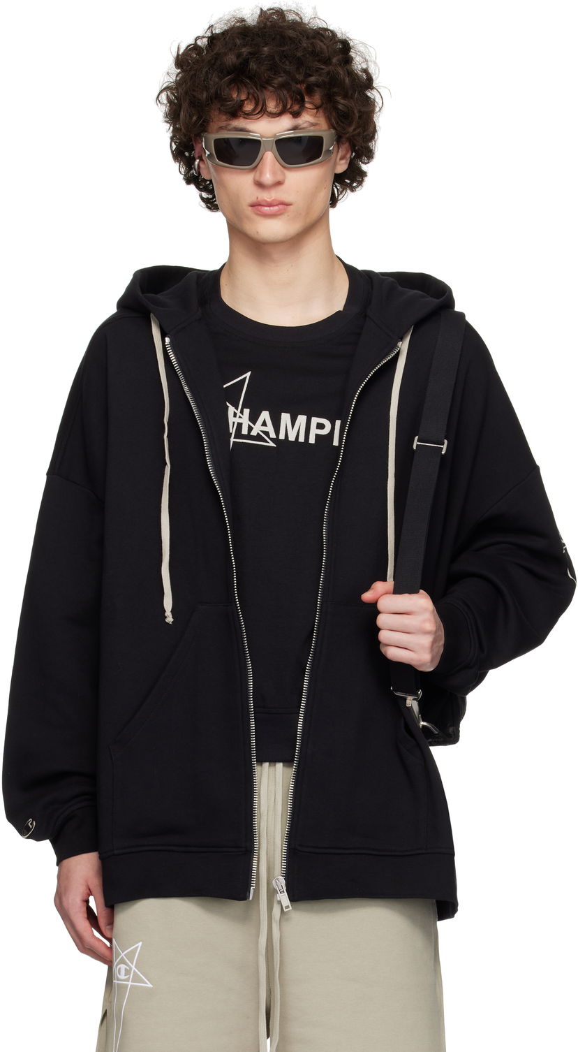 Dukserice Rick Owens Rick Owens Champion Edition Jumbo Jason's Zip Hoodie Crna | CM01E1663 CHFE FELPA