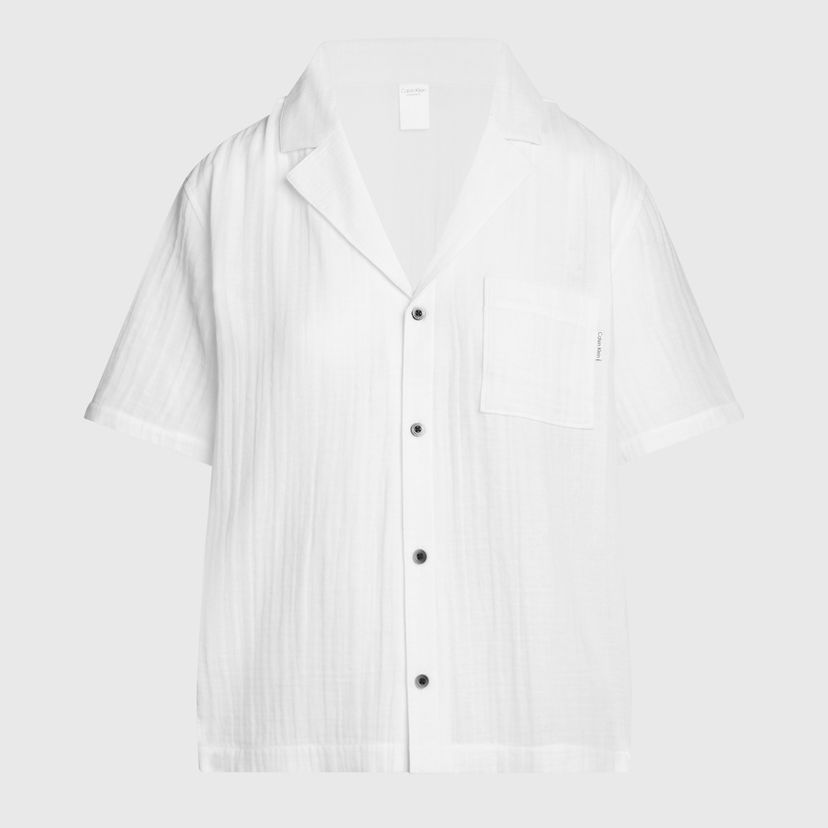 Košulja CALVIN KLEIN Textured Cotton-Gauze shirt Bijela | 000QS7137E100