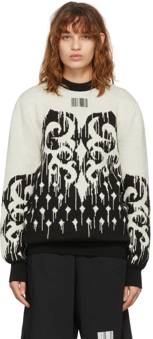 Džemper VETEMENTS Slavic Graphic Print Knit Sweater Bež | VL12KN100B