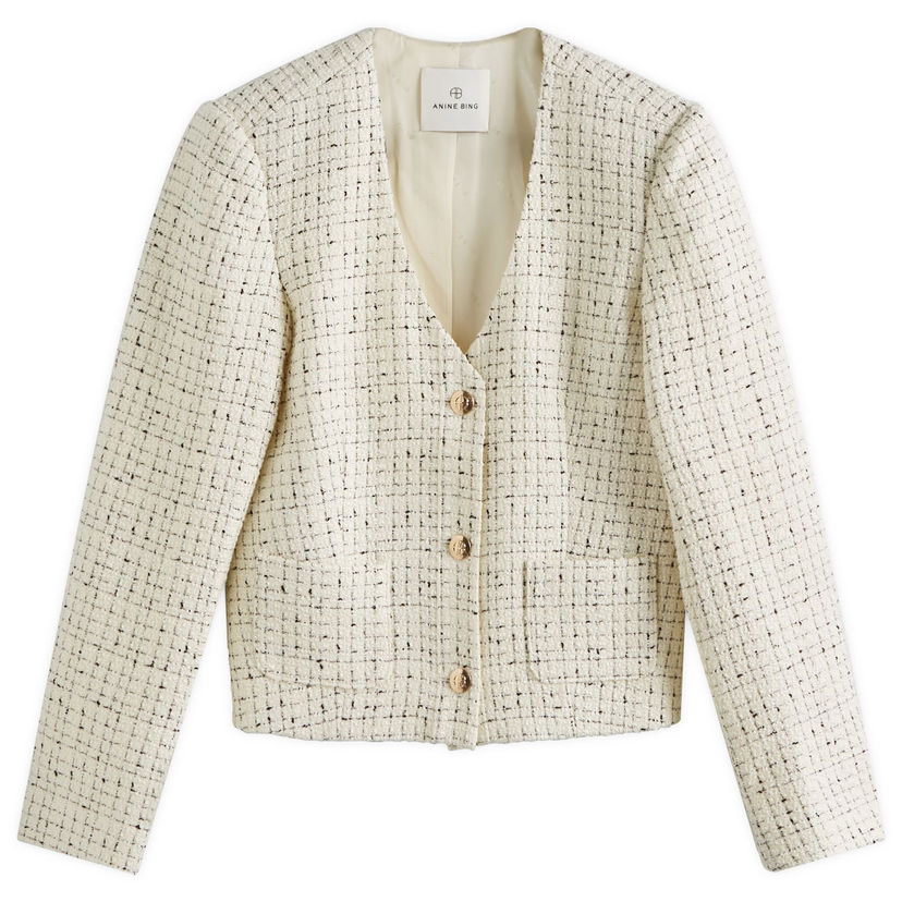 Jakna Anine Bing Anitta White/Black Tweed Jacket Bijela | A-01-7165-193