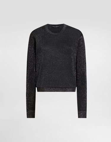Džemper Dolce & Gabbana Metallic Viscose Crew Neck Long Sleeve Pullover Crna | FXXB8TJGMCES8001, 0