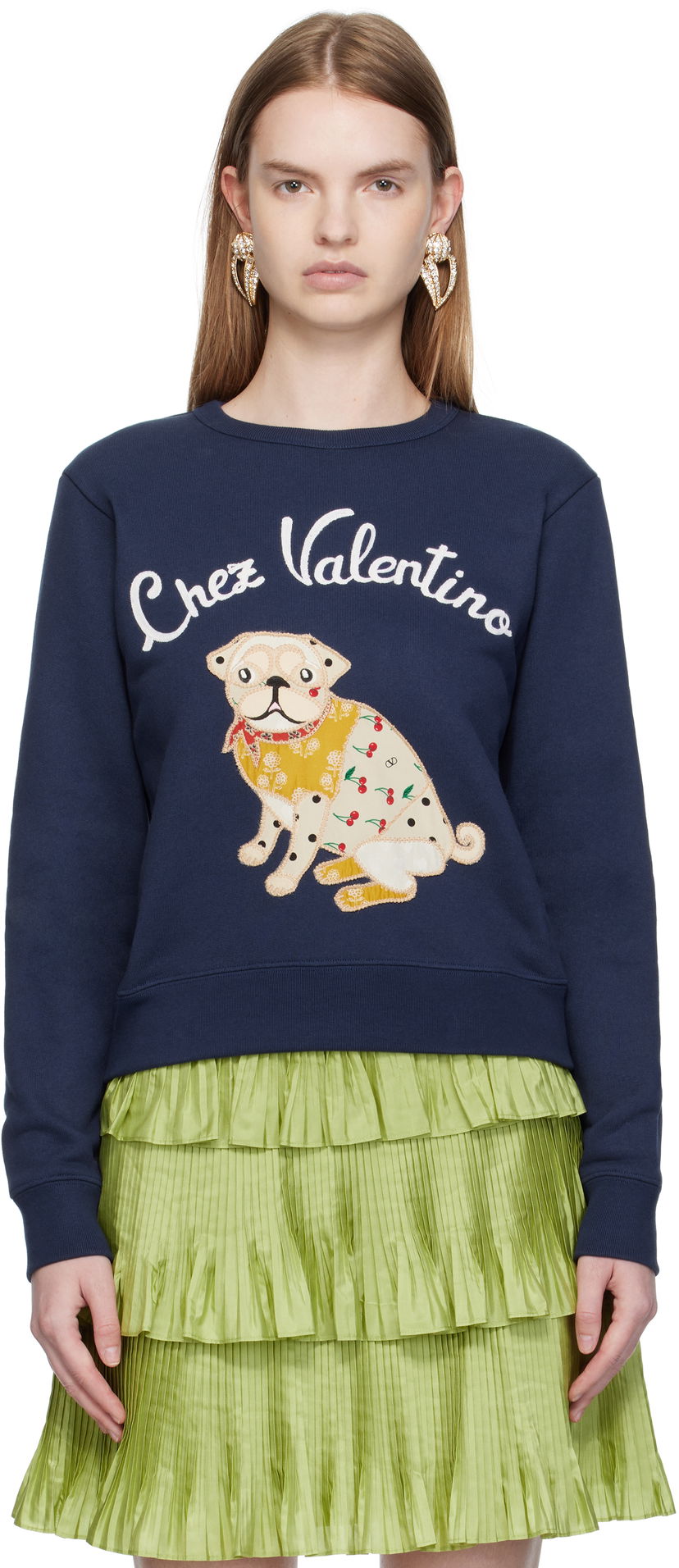 Dukserice Valentino Valentino 'Le Chien De La Maison' Appliqué Sweatshirt Tamnoplava | 7B3MF24Z9L8