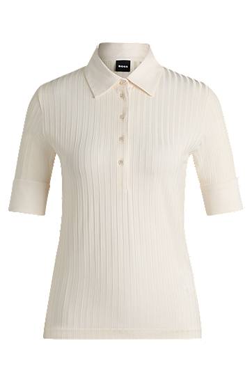 Polo majica BOSS Ribbed Polo T-shirt Bijela | 50532051