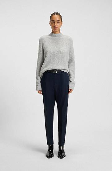 Džemper BOSS Mock-neck sweater in a wool blend with cashmere Siva | 50547907, 1