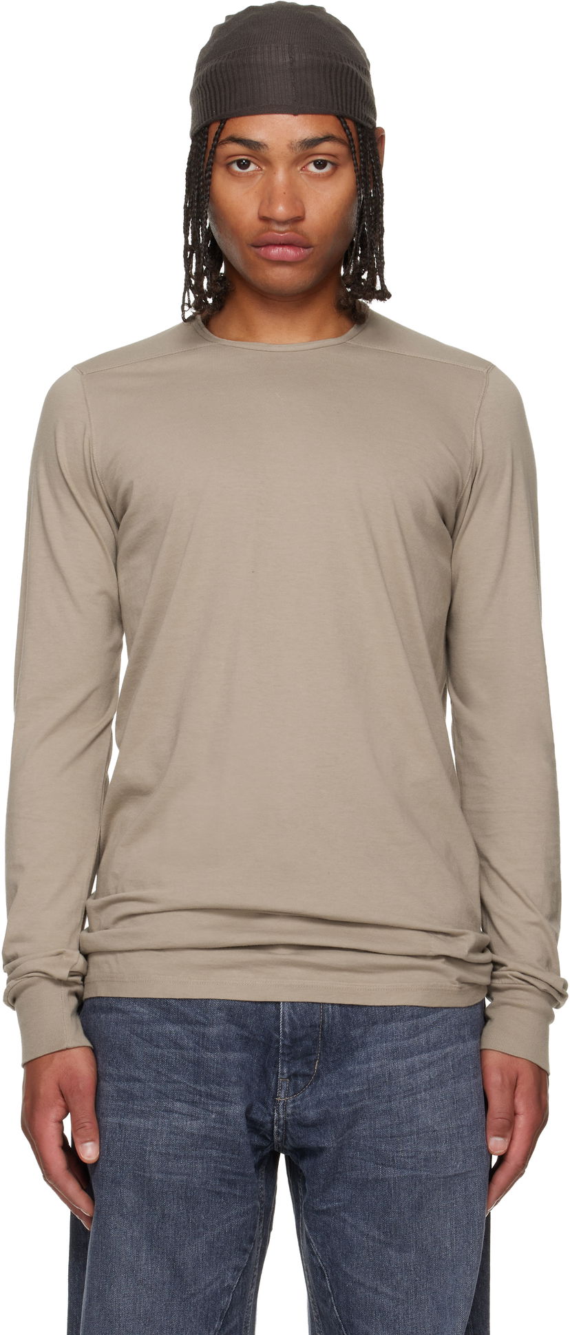 Majica kratkih rukava Rick Owens DRKSHDW Concordians Level LS T-shirt Bež | DU02E7260 RN