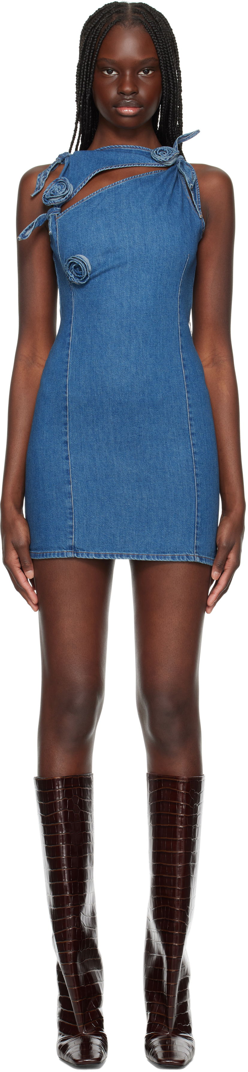 Haljina Coperni Coperni Asymmetric Flower Denim Minidress Plava | COPR158F2014