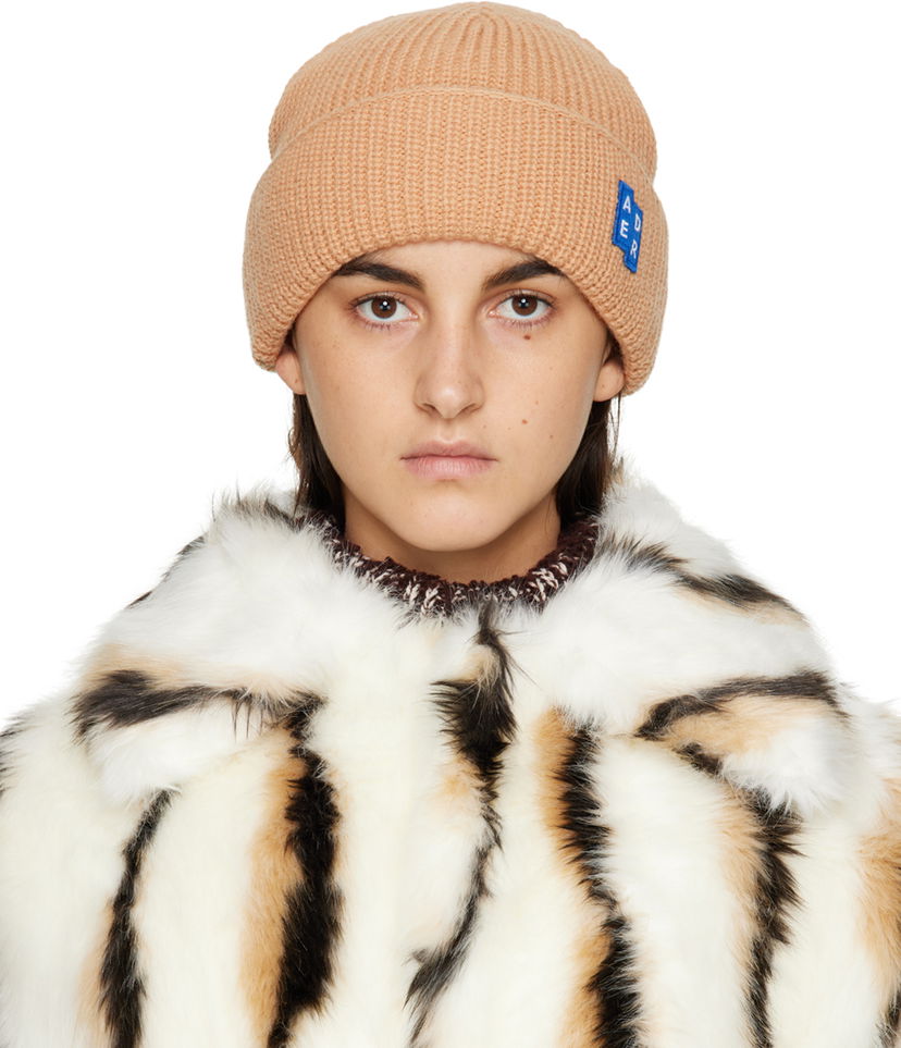 Kapica ADER ERROR Logo Ribbed Beanie Bež | BLAFWBE03CM