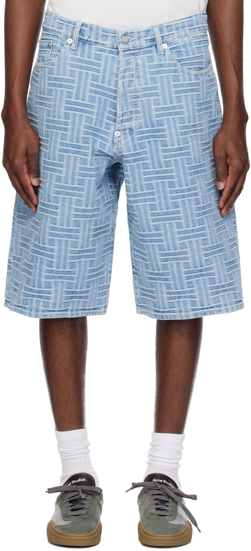 Kratke hlače KENZO Kenzo Paris 'KENZO Weave' Straight Denim Shorts Plava | FF55DS3396J4