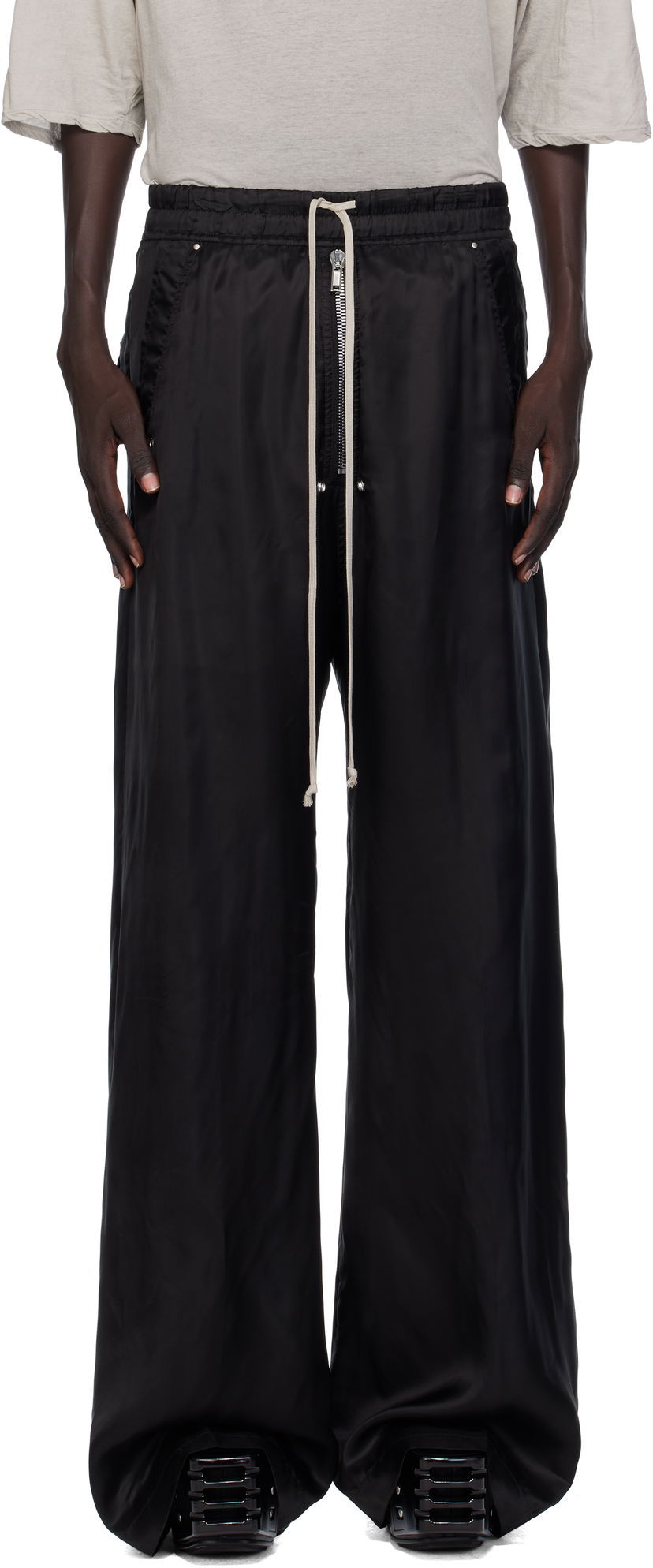 Hlače Rick Owens Rick Owens Concordians Wide Bela Trousers Crna | RU02E1366 K
