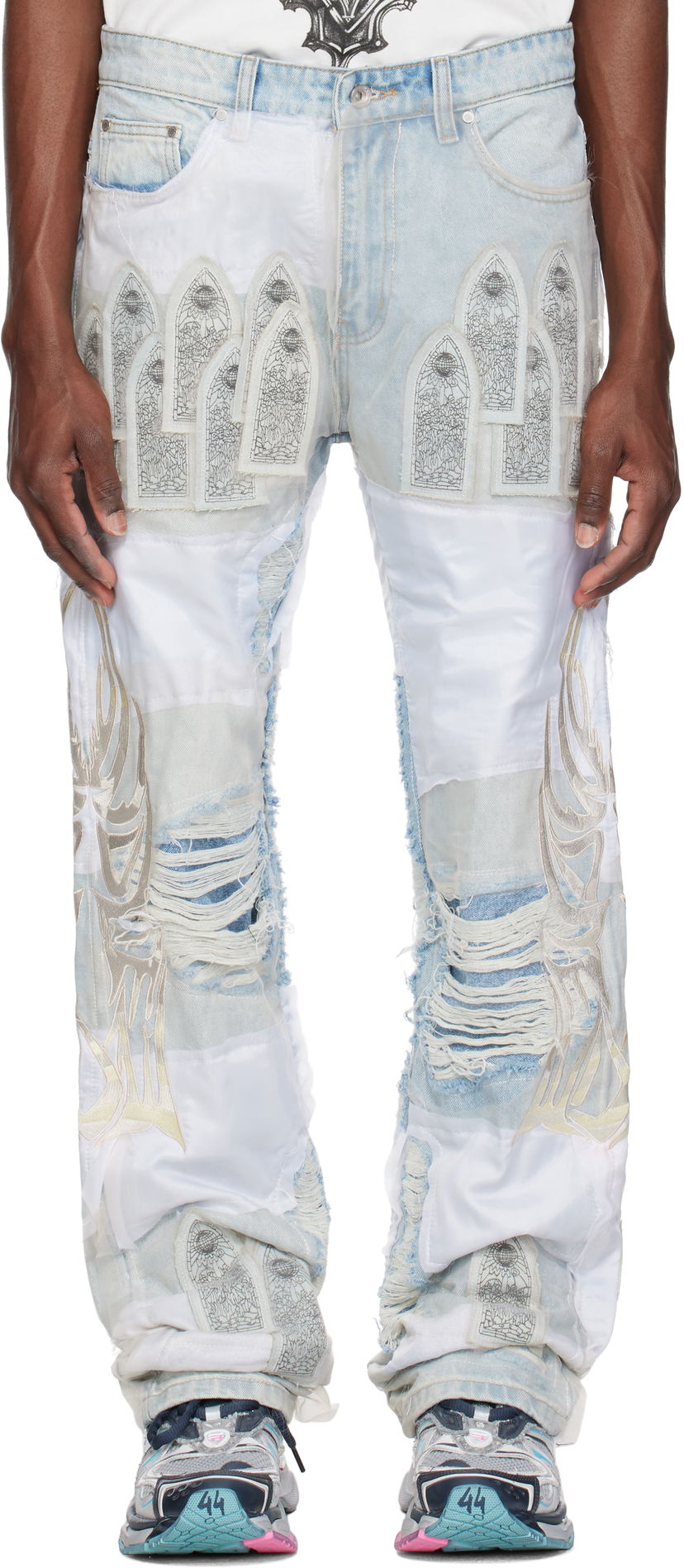 Jeans Who Decides War Who Decides War 'WDW' Winged Organza Denim Jeans Plava | 1121180008SS25
